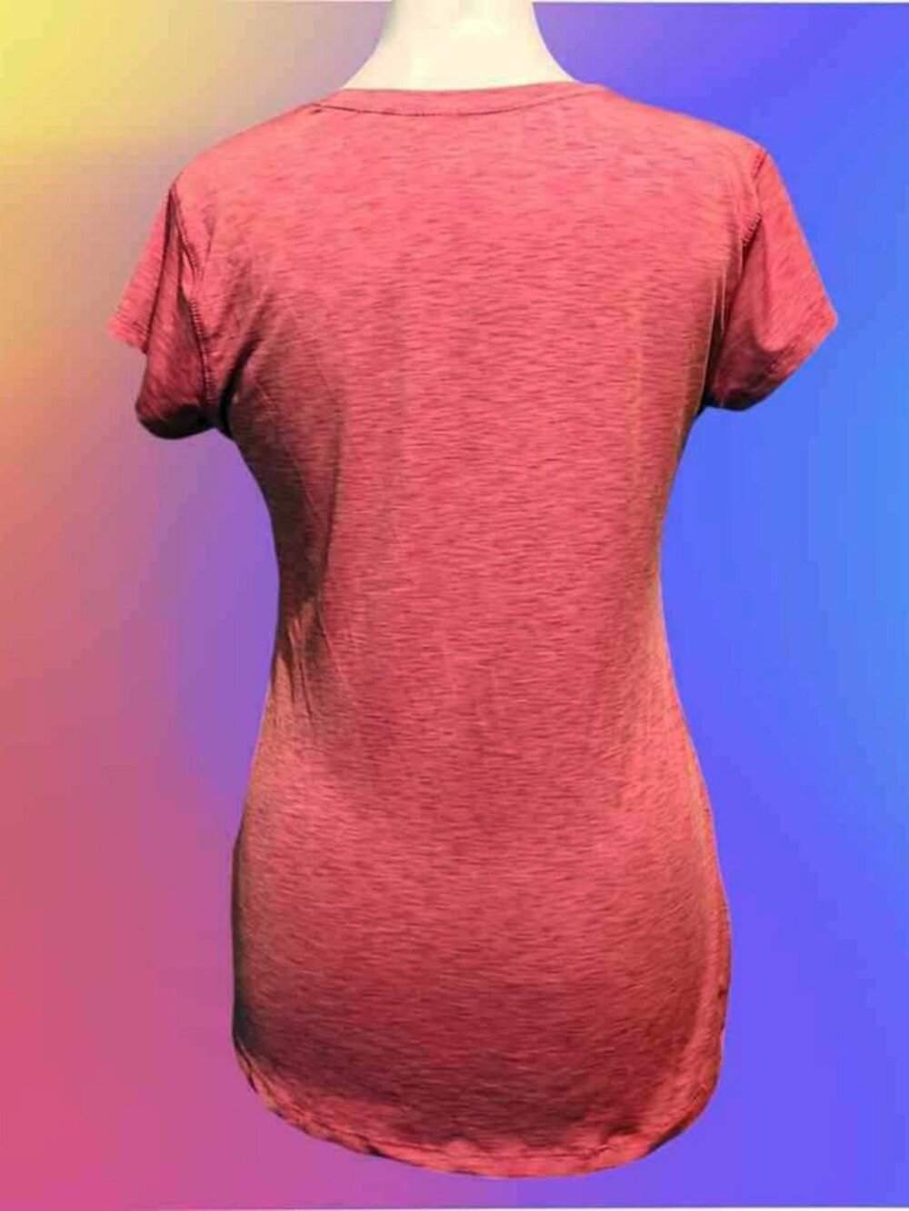 Women Heather Red V‑Neck Performance T‑Shirt Lightweight Casual Gym Top - Picture 2 of 2